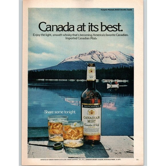 1977 Canadian Mist Whisky Canada at Its Best Vintage Print Ad Rocky Mountains - Picture 1 of 1